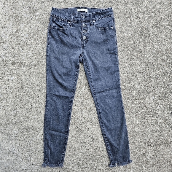 Madewell 9 inch High Rise Skinny Jeans Raw Hem Button Fly Pants Women’s Size 26P - Picture 1 of 15